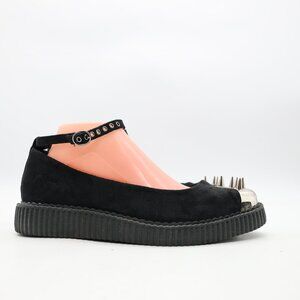 Black Suede Women's Shoes with Silver Accents